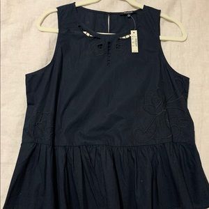 Madewell Navy embroidered blouse